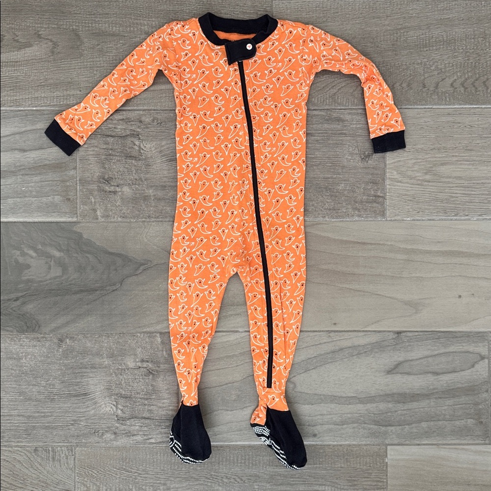 Burt’s Bees Baby Pajamas Halloween Ghost Fall 12M EUC - Picture 1 of 4